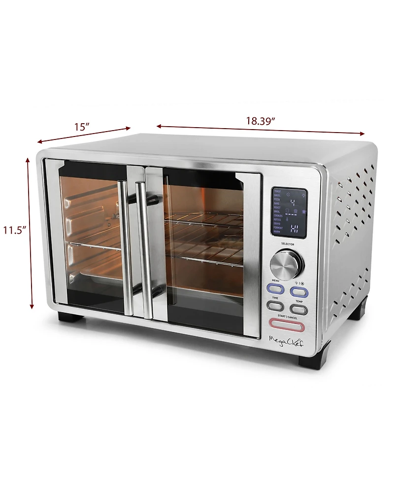 MegaChef 25 Quart Digital Electric French Door Multi-Function Counter Top Oven with Rotisserie Set