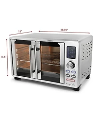 MegaChef 25 Quart Digital Electric French Door Multi-Function Counter Top Oven with Rotisserie Set
