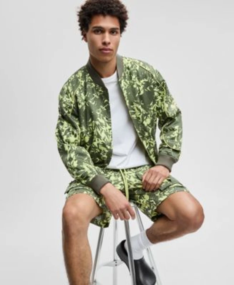 Mode Of One Mens Regular Fit T Shirt Abstracted Floral Regular Fit Printed Bomber Jacket Abstracted Floral Regular Fit Printed 9 Cargo Shorts Macys Exclusive