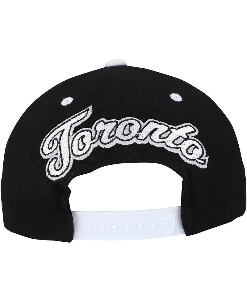 Mitchell & Ness Men's Black/White Toronto Maple Leaf's Backside Script Two-Tone Pro Crown Adjustable Hat