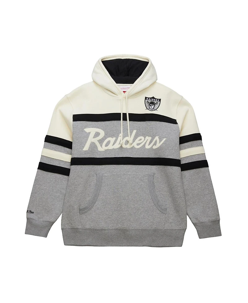 Mitchell & Ness Men's Heather Gray Oakland Raiders Head Coach Vintage Logo Pullover Hoodie