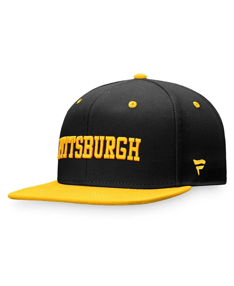 Fanatics Men's Black/Gold Pittsburgh Penguins Heritage City Two-Tone Snapback Hat