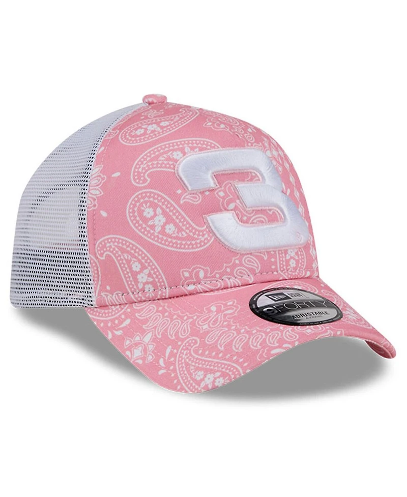 New Era Men's Pink Austin Dillon 9FORTY A-Frame Trucker Paisley Adjustable Hat