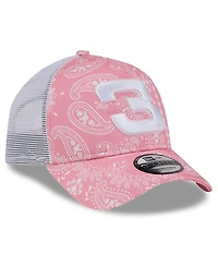 New Era Men's Pink Austin Dillon 9FORTY A-Frame Trucker Paisley Adjustable Hat