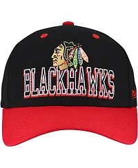 Mitchell & Ness Men's Black/Red Chicago Blackhawks Backside Script Two-Tone Pro Crown Adjustable Hat
