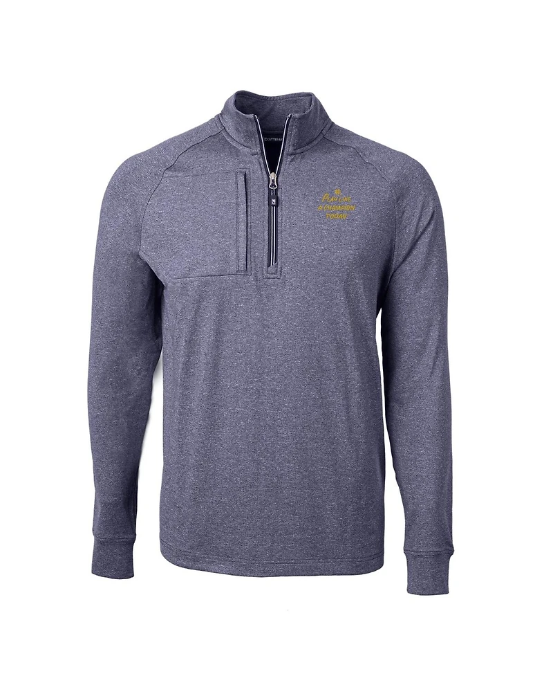 Cutter & Buck Men's Heather Navy Notre Dame Fighting Irish Play Like A Champion Today Adapt Eco Knit Quarter-Zip Sweatshirt