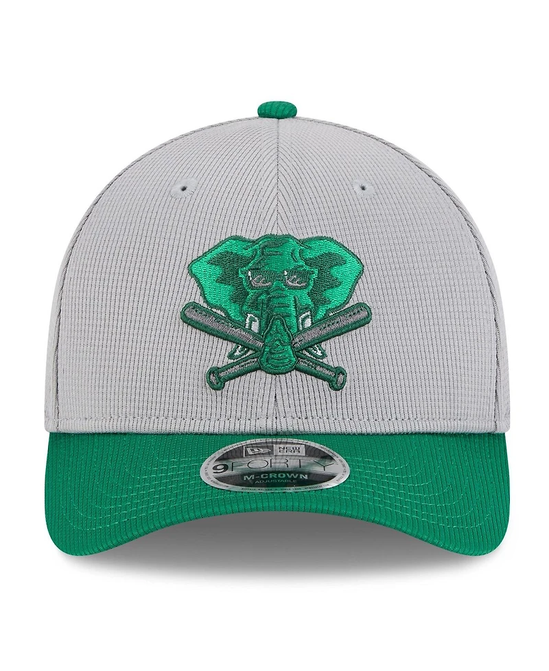 New Era Men's Gray/Green Athletics 2025 Batting Practice 9FORTY M-Crown Adjustable Hat