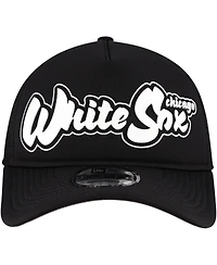 New Era Men's Black Chicago White Sox Retro Bold A-Frame Trucker 9FORTY Adjustable Hat