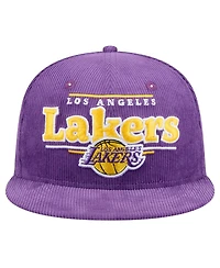 New Era Men's Purple Los Angeles Lakers Throwback Display Corduroy 9FIFTY Snapback Hat