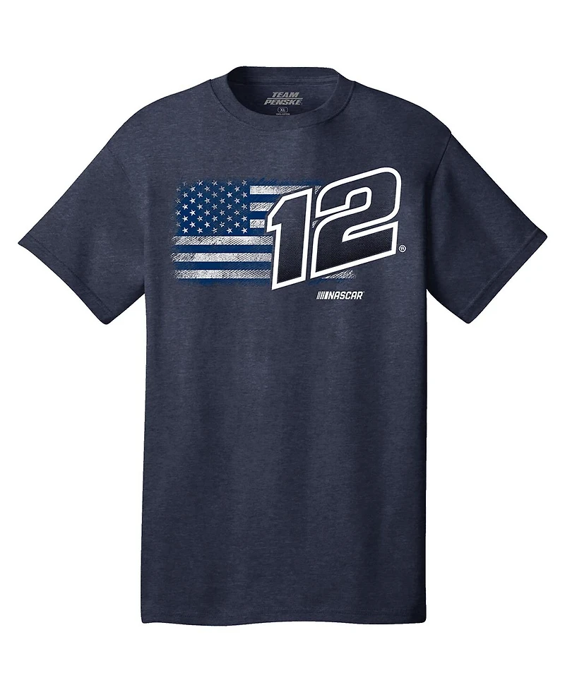 Team Penske Men's Heather Navy Ryan Blaney Flag Tri-Blend T-Shirt