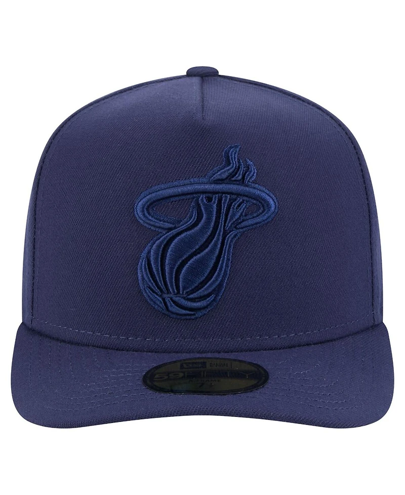 New Era Men's Navy Miami Heat Colorpack A-Frame Pinch Front 59FIFTY Fitted Hat