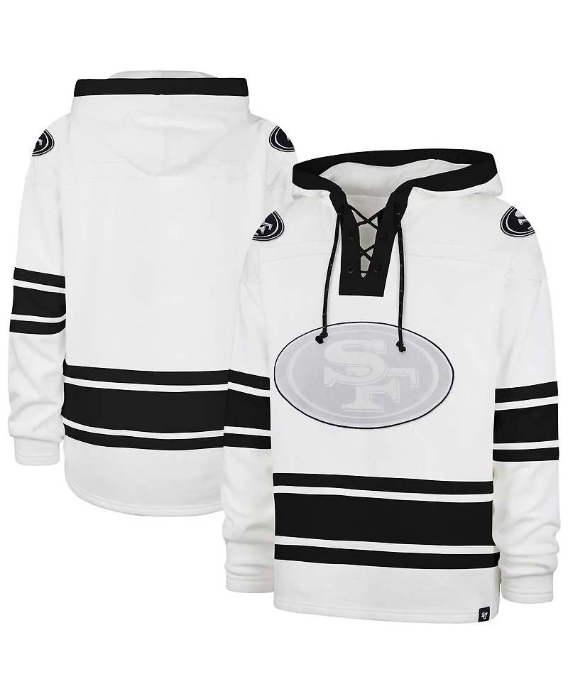 '47 Brand Men's White San Francisco 49ers After Image Superior Lacer with Hood Sweatshirt