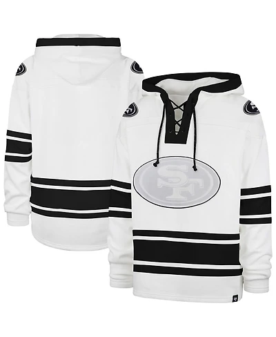 '47 Brand Men's White San Francisco 49ers After Image Superior Lacer with Hood Sweatshirt