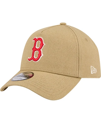 New Era Men's Khaki Boston Red Sox Logo Essentials 9FORTY A-Frame Adjustable Hat