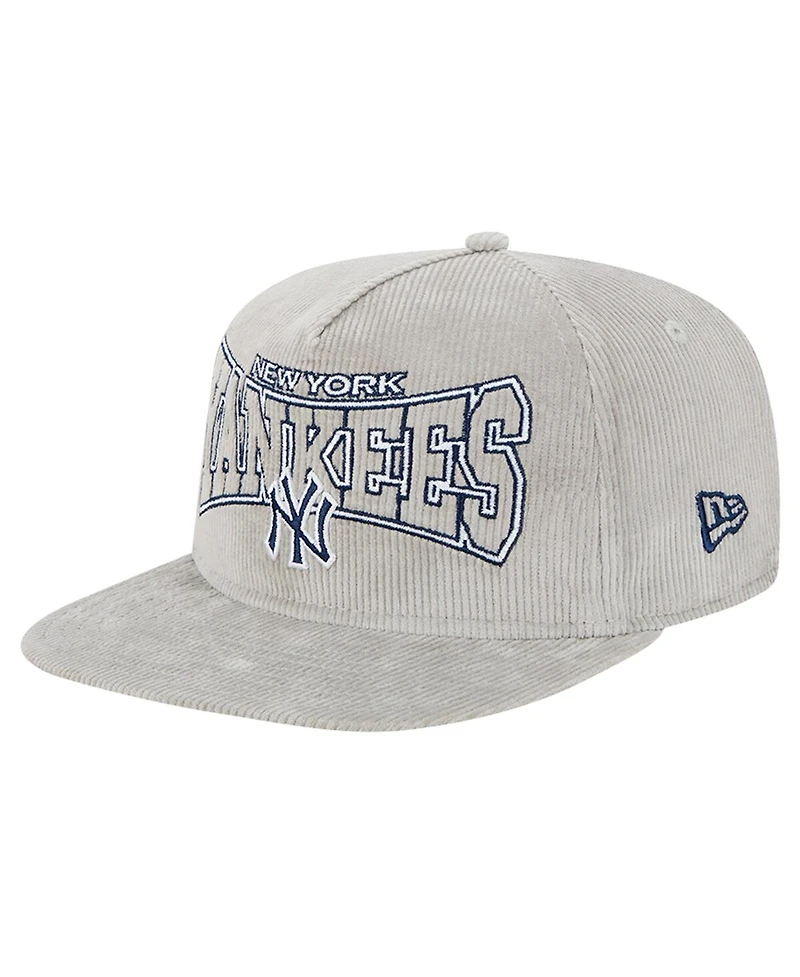 New Era Men's Gray New York Yankees Corduroy Golfer Snapback Hat