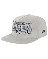 New Era Men's Gray New York Yankees Corduroy Golfer Snapback Hat