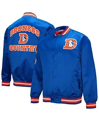 Mitchell & Ness Men's Royal Denver Broncos Double Down Satin Full-Snap Jacket