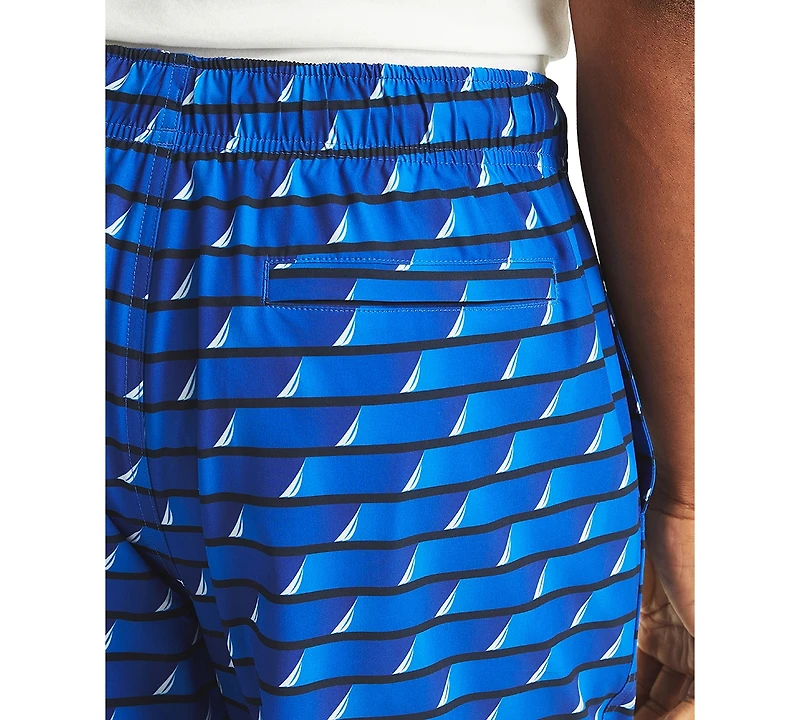 Nautica Men's Printed Drawstring Quick Dry 6" Swim Trunks