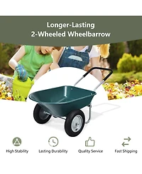 2-Tire Wheelbarrow Garden Cart Heavy-Duty Utility Dolly for Landscaping & Yard Work