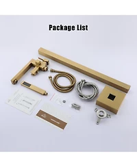 Freestanding Bathtub Faucet Tub Filler Free Standing Floor Mount Brass Bathroom Tub Faucets with 2 Function Hand Shower Wand Swivel, Brushed Gold