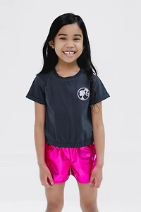 Barbie Toddler Girls T-Shirt and Crop Top Shorts Outfit Set