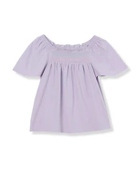Lands' End Girls Short Sleeve Smock Flutter Top