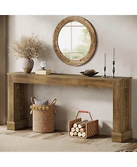 Tribesigns 63-Inch Farmhouse Console Table for Entryway, Industrial Wood Sofa Table Behind Couch for Living Room, Hallway, Foyer, Rustic Brown