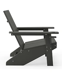 Outdoor Hdpe Modern Adirondack Chair with Cup Holder (Set of