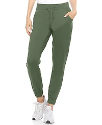 Medichic Women's Scrubs Mid Rise Six Pocket Yoga Scrub Joggers, Wine Large