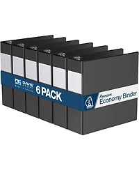 Premium Economy, Angle D Ring, Binder, 6 Pack (Orange