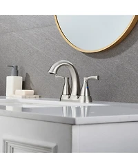 Oil Rubbed Bronze Two Handle 4-Inch Centerset Bathroom Faucet with Drain Assembly 3 Hole Lavatory Vanity Sink Faucets Pop-up Drai