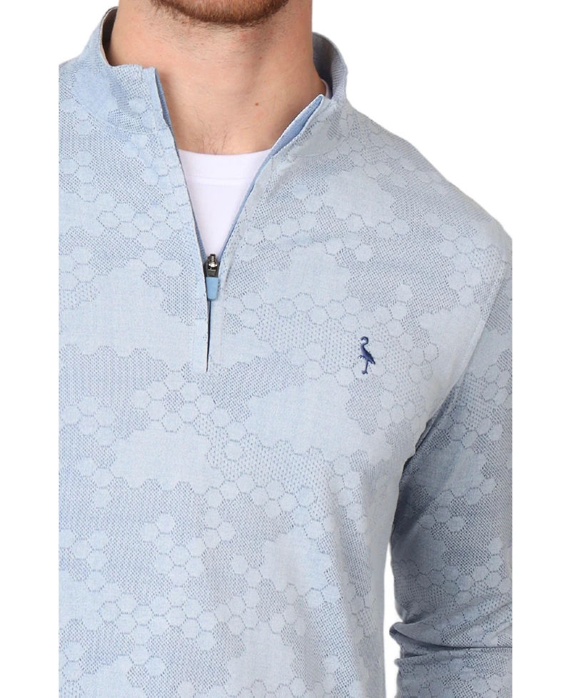 Tailorbyrd Men's Honeycomb Jacquard Textured Performance Quarter Zip
