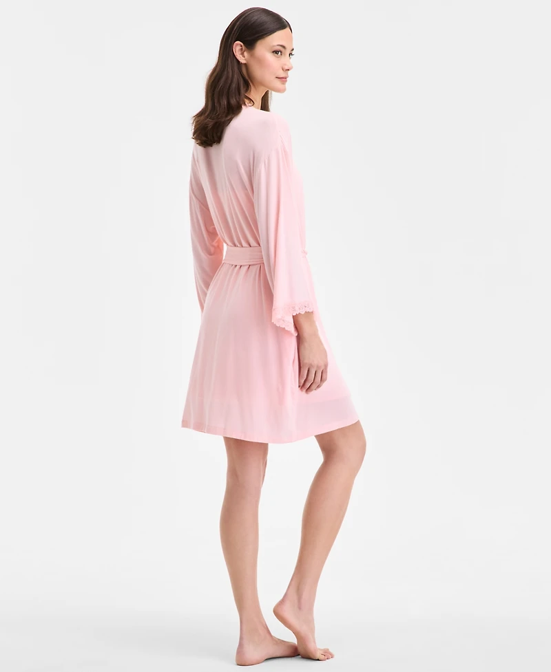 I.n.c. International Concepts Women's Lace-Trim Knit Wrap Robe