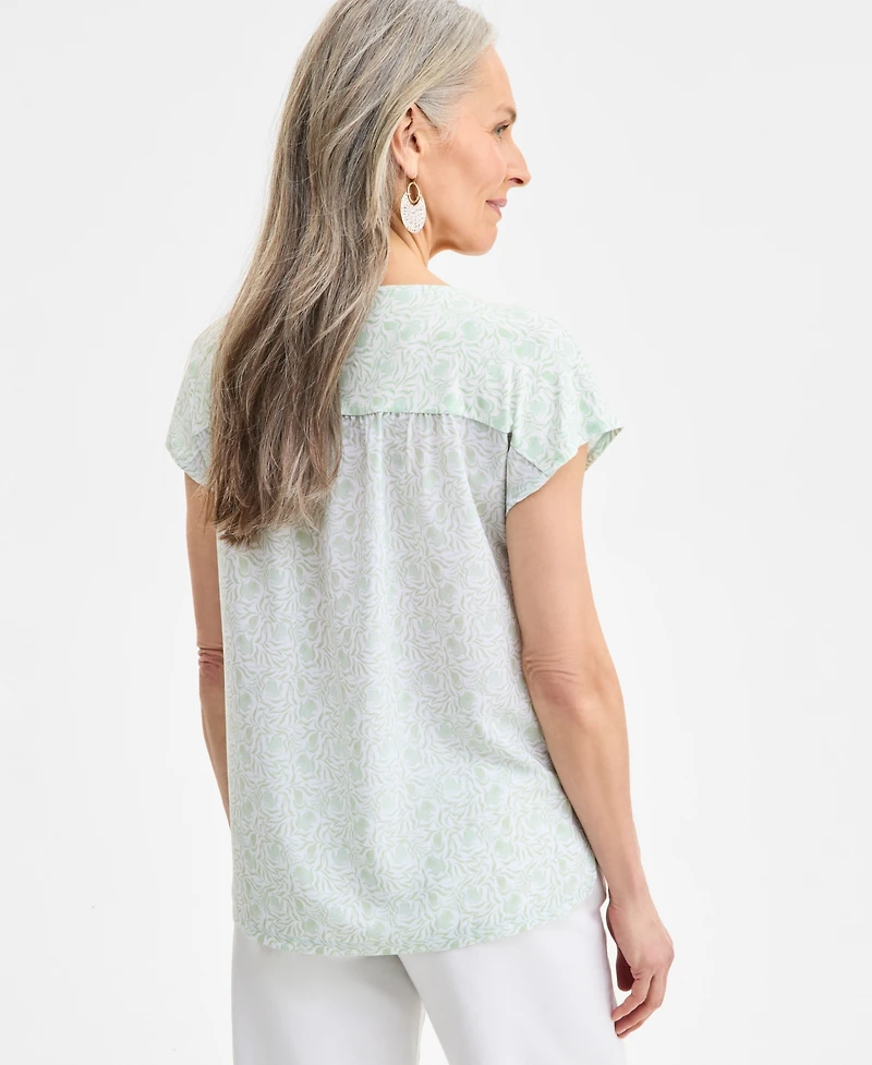 Style & Co Petite Printed Relaxed T-Shirt, Exclusively at Macy's