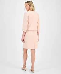 Le Suit Women's Cropped Open-Front Jacket & Empire-Seamed Sheath Dress, Regular Petite