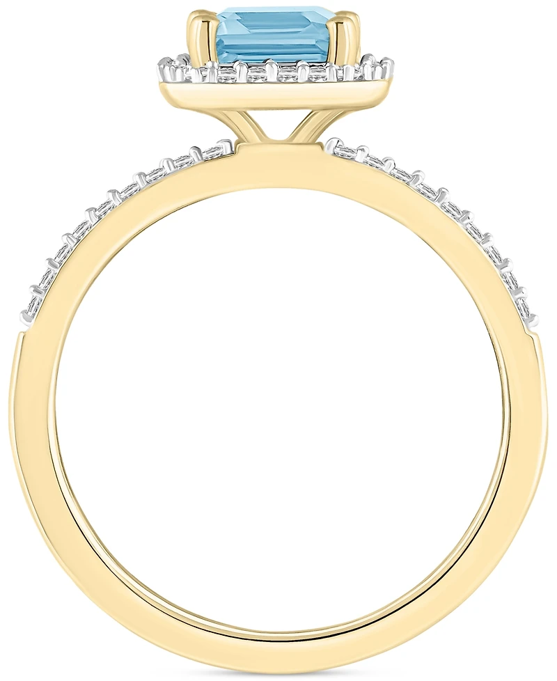 Lab-Created Ruby (2 ct. t.w.) & White Sapphire (1/4 Emerald-Cut Halo Ring 10k Gold (Also Additional Gemstones)