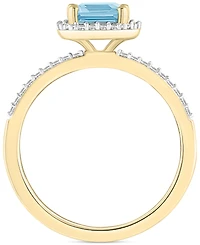 Lab-Created Ruby (2 ct. t.w.) & White Sapphire (1/4 Emerald-Cut Halo Ring 10k Gold (Also Additional Gemstones)