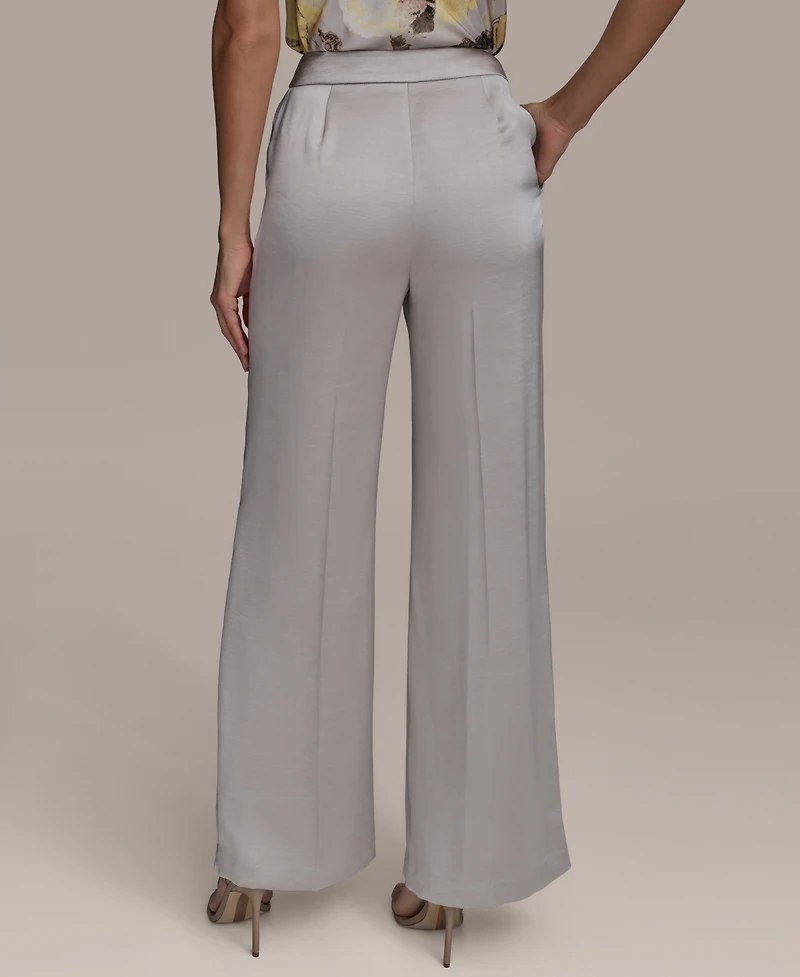 Donna Karan New York Women's Wide-Leg Satin Pants, Regular & Petite
