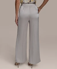 Donna Karan New York Women's Wide-Leg Satin Pants, Regular & Petite