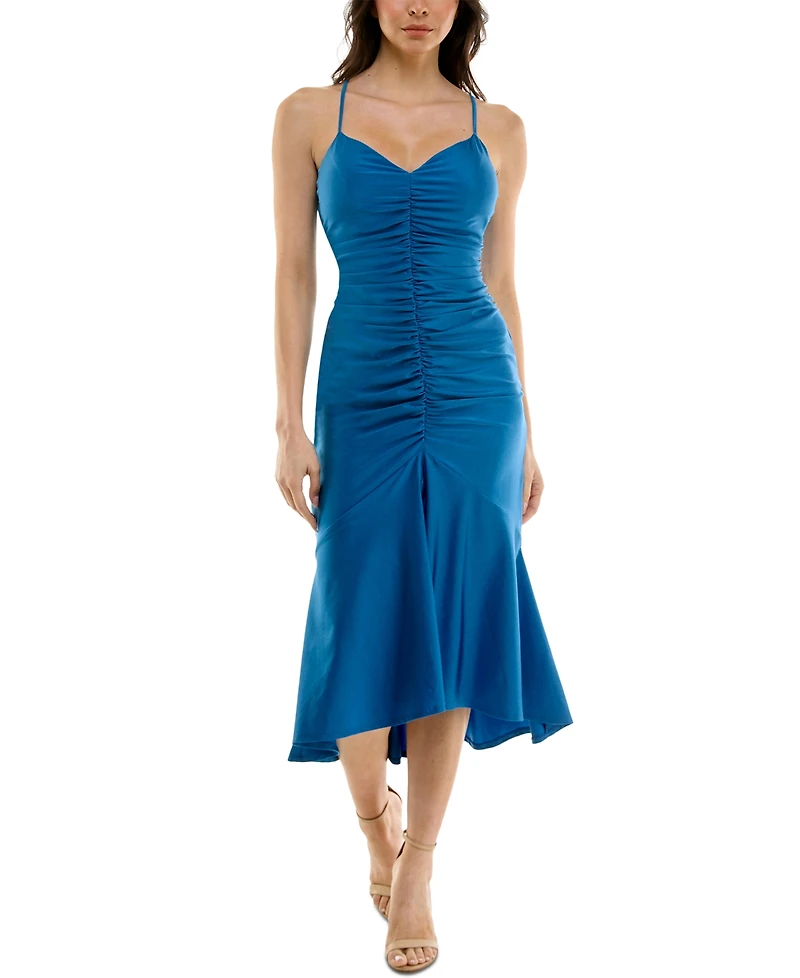Emerald Sundae Juniors' Ruched Midi Dress