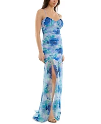 Juniors' Bax Shirred Slit-Front Sleeveless Gown, Created for Macy's