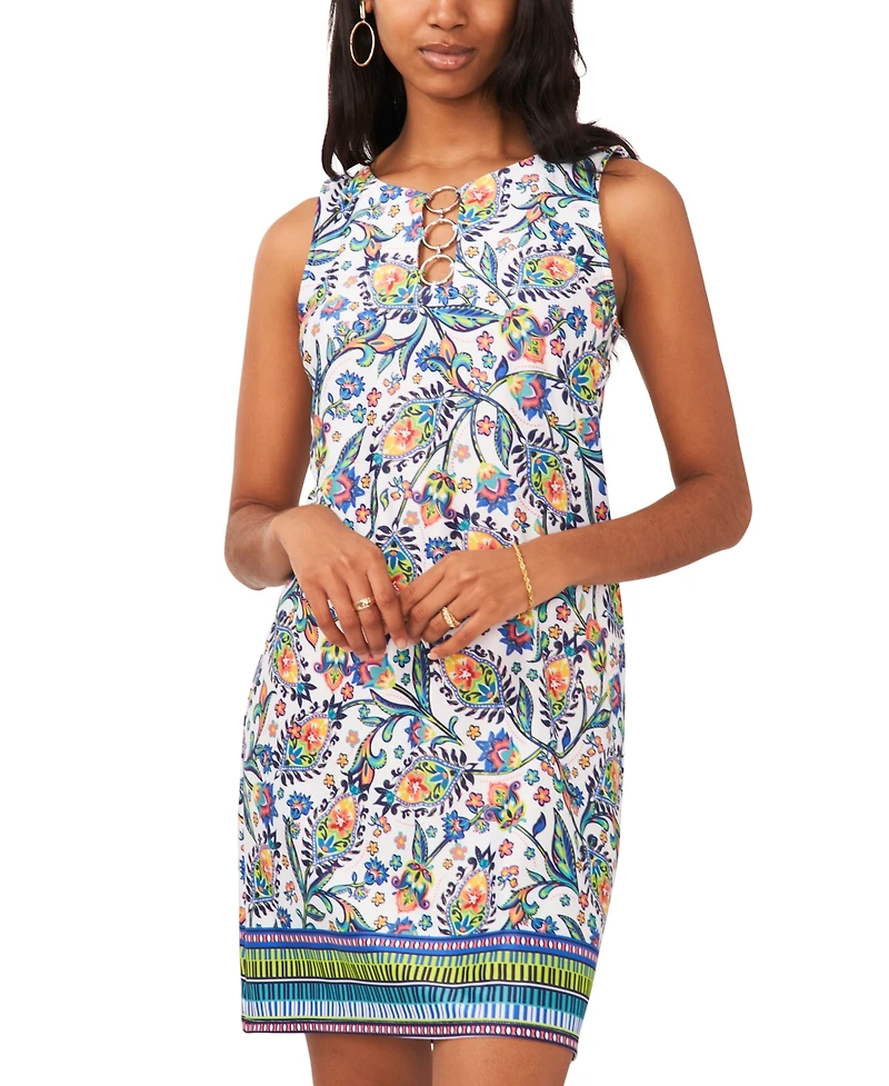 Msk Petite Paisley Three-Ring Sleeveless Shift Dress