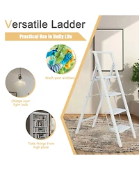 3 Step Ladder, 3 Step Stool Folding Step Stool with Handrails, Gorilla Ladders 500LBS Capacity Sturdy& Portable Ladder for Home Kitchen Library Office