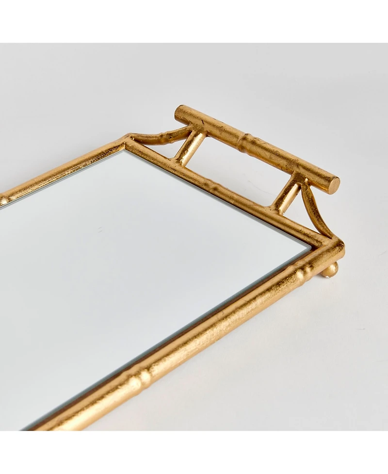 Daphne Narrow Decorative Mirrored Tray With Handles