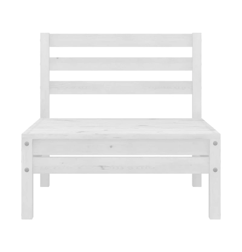 Patio Middle Sofa White Solid Pinewood
