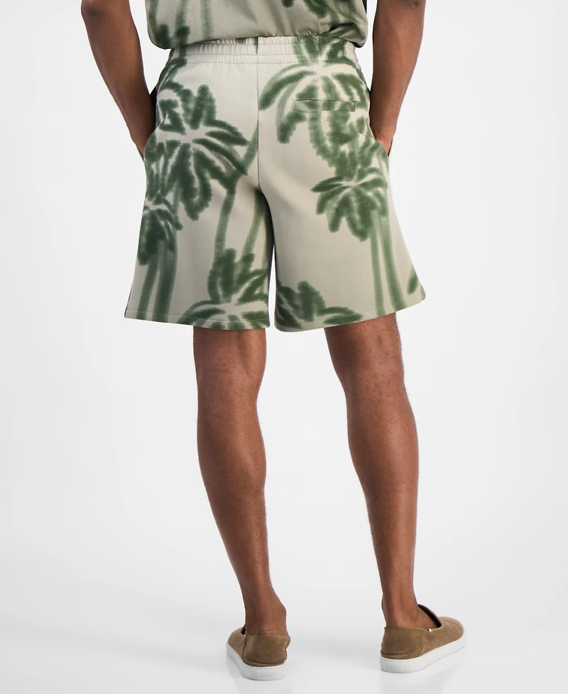 A|X Armani Exchange Men's Drawstring Palm Tree Print 9" Bermuda Shorts