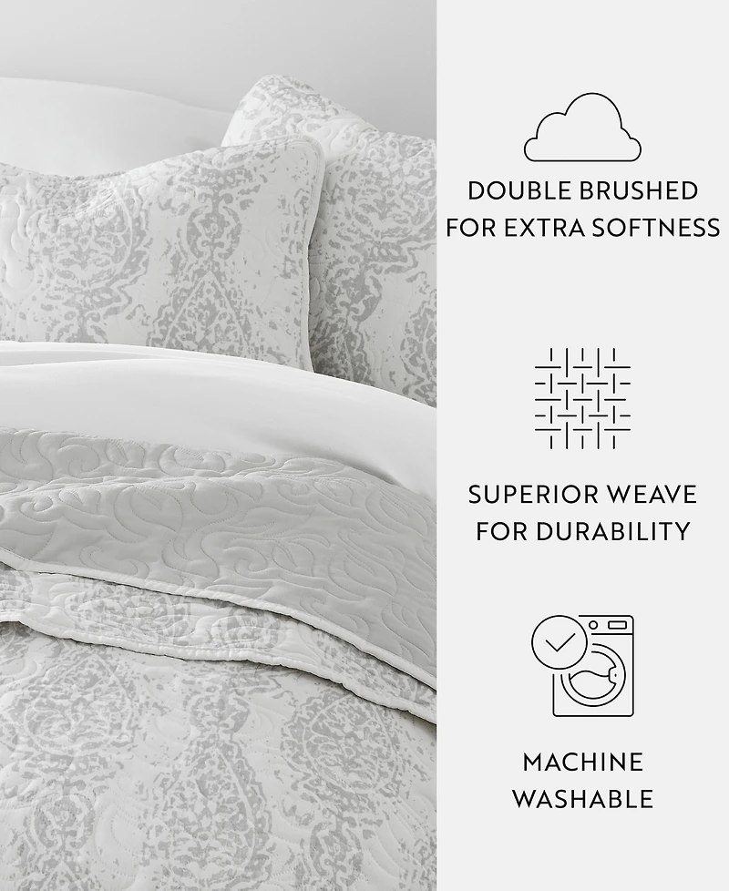 ienjoy Home Distressed Diamond Reversible 3-Pc. Lightweight Quilt Set, Full/Queen