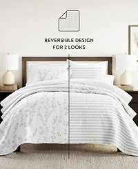 ienjoy Home Sprouting Vines Stripe Reversible -Pc. Lightweight Quilt Set