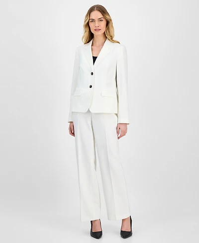 Le Suit Women's Crepe Two-Button Jacket & Pull-On Pantsuit Set, Regular Petite