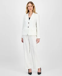 Le Suit Women's Crepe Two-Button Jacket & Pull-On Pantsuit Set, Regular Petite